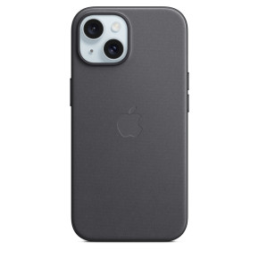 Луксозен твърд текстилен гръб оригинален MT393ZM/A OFFICIAL Apple FineWoven Case With MagSafe за Apple iPhone 15 6.1 черен